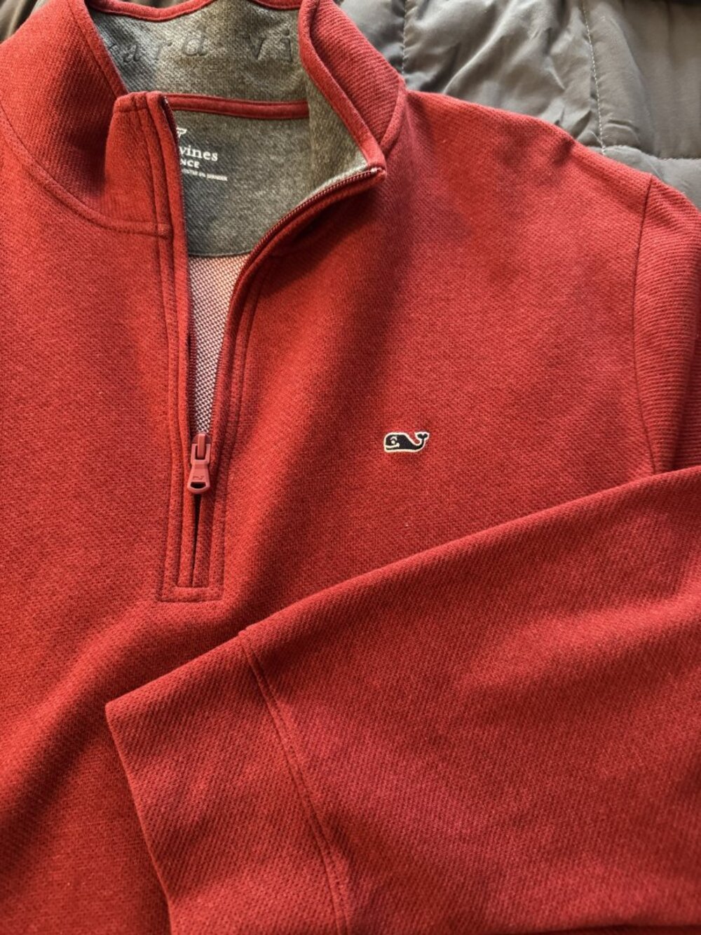 Vineyard Vines Performance Sweater Quarter Zip Mens Dark Red Size XL Extra Large